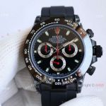 Super clone Rolex Daytona 7750 Extra-thin Watch Black Rubber & Red hands